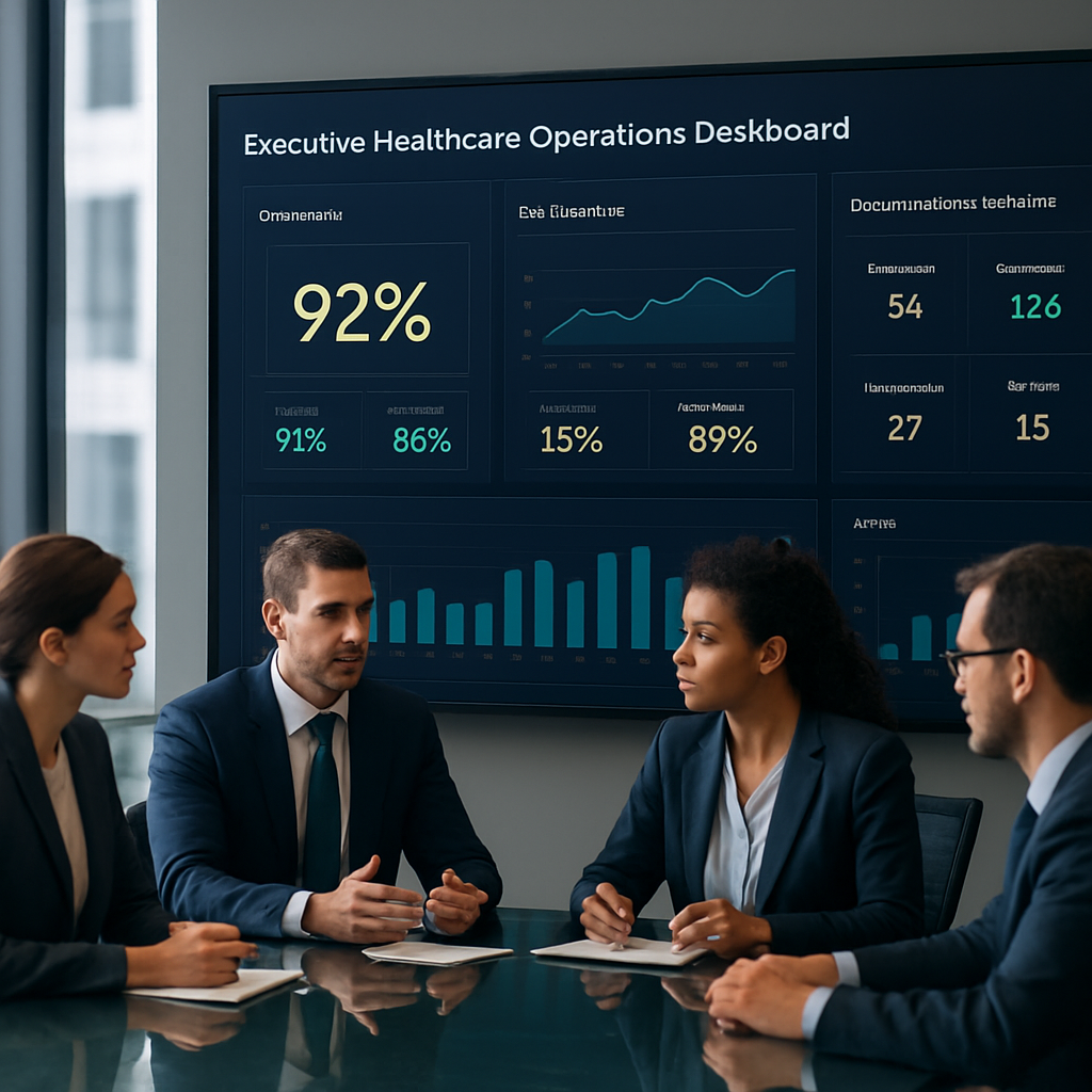 Executive healthcare operations dashboard with analytics and compliance reporting